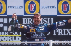 Nigel on the Podium winning the 1992 British Grand Prix at Silverstone